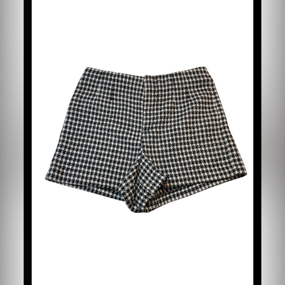 Zara Black and White Checkered Shorts